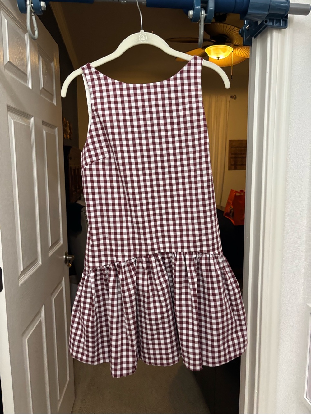 Peixoto Maroon and White Gingham Mini Dress.NWOT.